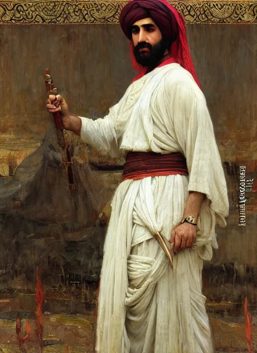 Image similar to Rabbit warlord. Iranian orientalist portrait by john william waterhouse and Edwin Longsden Long and Theodore Ralli and Nasreddine Dinet, oil on canvas. Cinematic, vivid colors, hyper realism, realistic proportions, dramatic lighting, high detail 4k