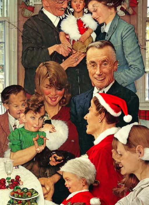 Image similar to a norman rockwell family christmas