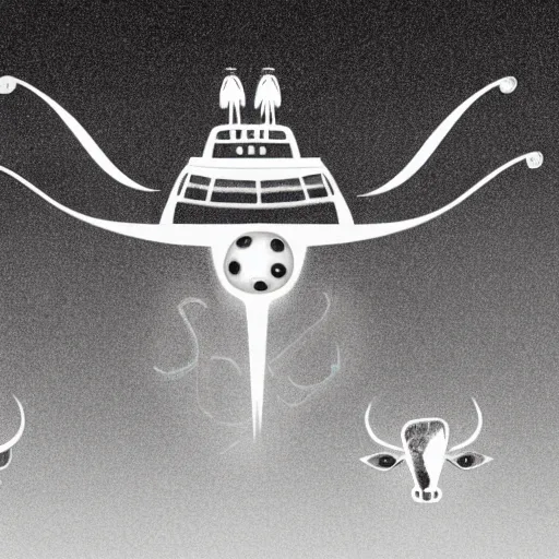 Image similar to a ufo abducting a three headed cow