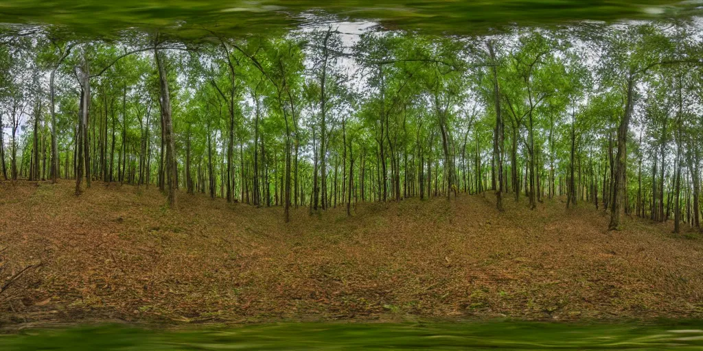 Prompt: a 360 photograph of a scary forest