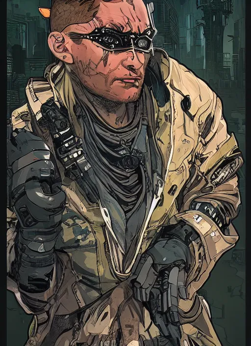 Image similar to cyberpunk pro wrestler. portrait by ashley wood and alphonse mucha and laurie greasley and josan gonzalez and james gurney. splinter cell, apex legends, rb 6 s, hl 2, d & d, cyberpunk 2 0 7 7. realistic face. character clothing. vivid color. dystopian setting.