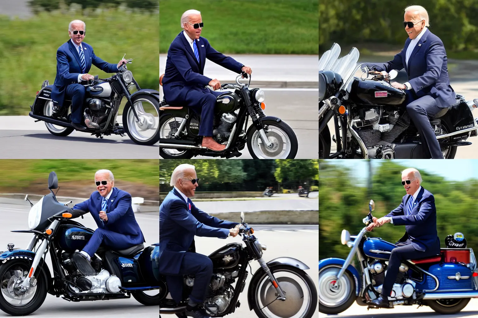 Prompt: Joe Biden riding a motorcycle