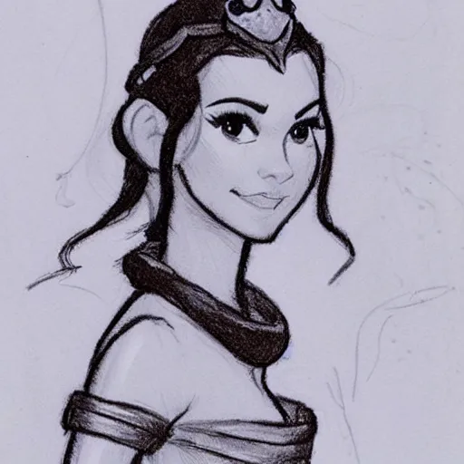 Image similar to milt kahl sketch of victoria justice as princess padme from star wars episode 3