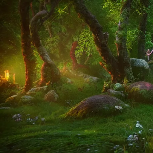 Prompt: 8 k hd detailed octane render of an enchanted fae forest