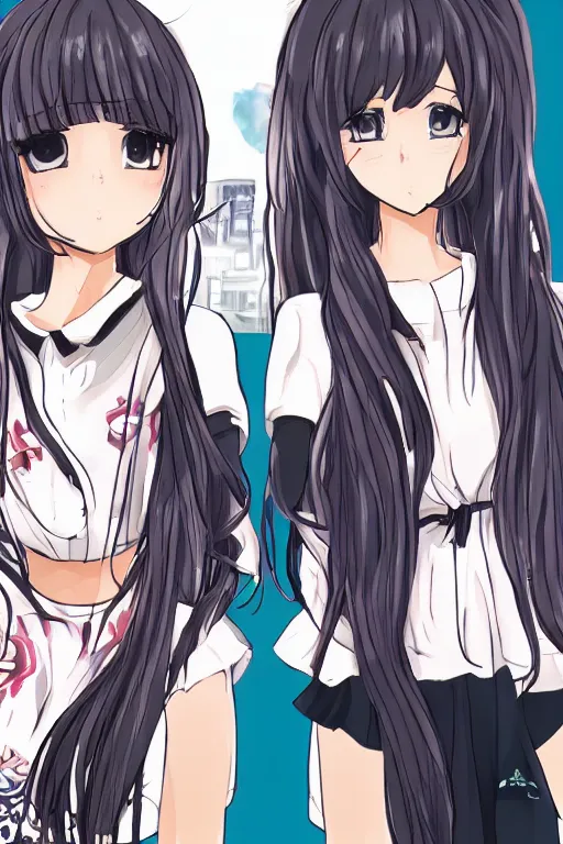 Image similar to two beautiful female idols in causal clothes standing face to face angry, detailed anime art