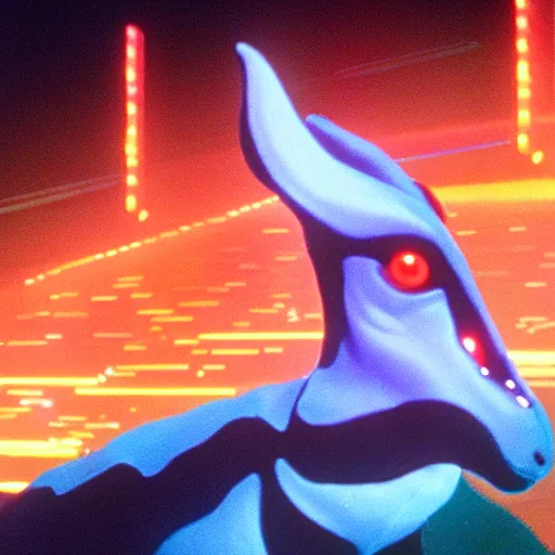 Image similar to baby dinosaurs in tron movie, cinestill