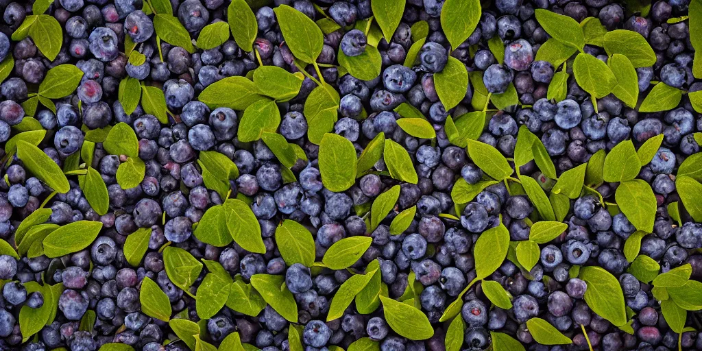 Prompt: artistic medium close-up stylized 3D render of blueberry bushes in a forest. Digital art. Rustic. Nordic. 4K. Trending on artstation. Leafy. Extremely detailed. Nature. Artistic. Wild.