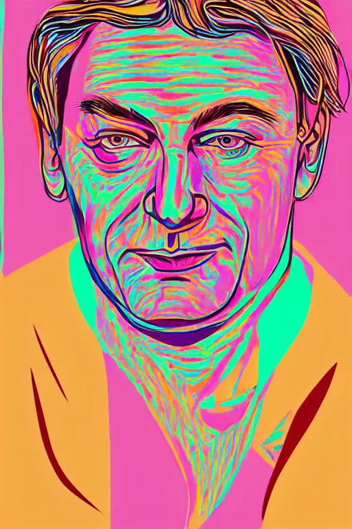 Image similar to minimalist boho style art of a colorful viktor orban, illustration, vector art