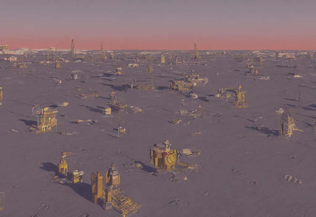 Image similar to accidentally wes anderson award - winning photograph of a russian city on the moon, art by greg rutkowsky, trending on artstation, cinematic lighting, filmic grain, golden hour, detailed, 4 k