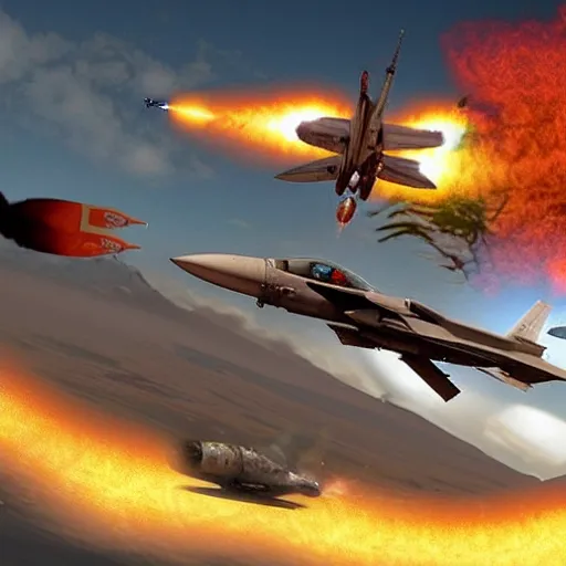 Image similar to a dwarf in a fighter jet firing a sidewinder missile at a dragon, realistic, action, high quality