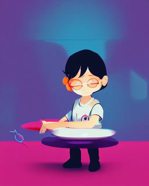 Image similar to a little girl is doing a science experiment. clean cel shaded vector art. minimalist illustration art by lois van baarle, artgerm, helen huang by makoto shinkai and ilya kuvshinov, rossdraws