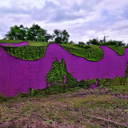 Image similar to purple kudzu, eldritch abomination, abandoned city, post apocalyptic