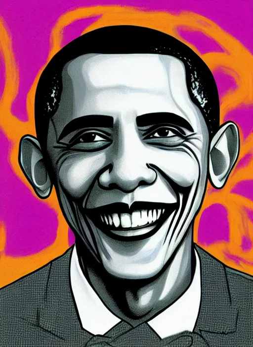 Image similar to barack obama as the joker in the style of ernst ludwig kirchner