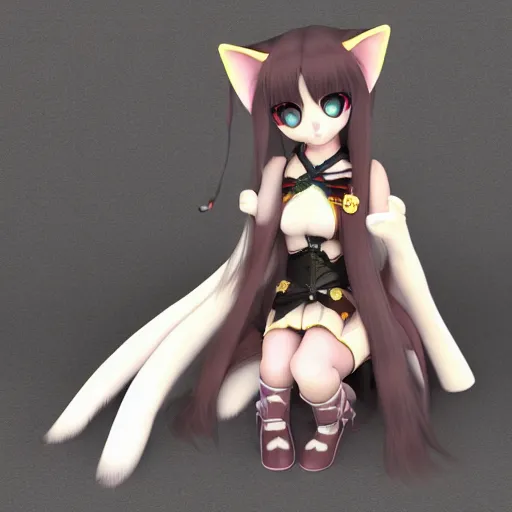 Prompt: cute fumo plush of a catgirl priestess of the cathedral of the forest, feline catmaiden, vray