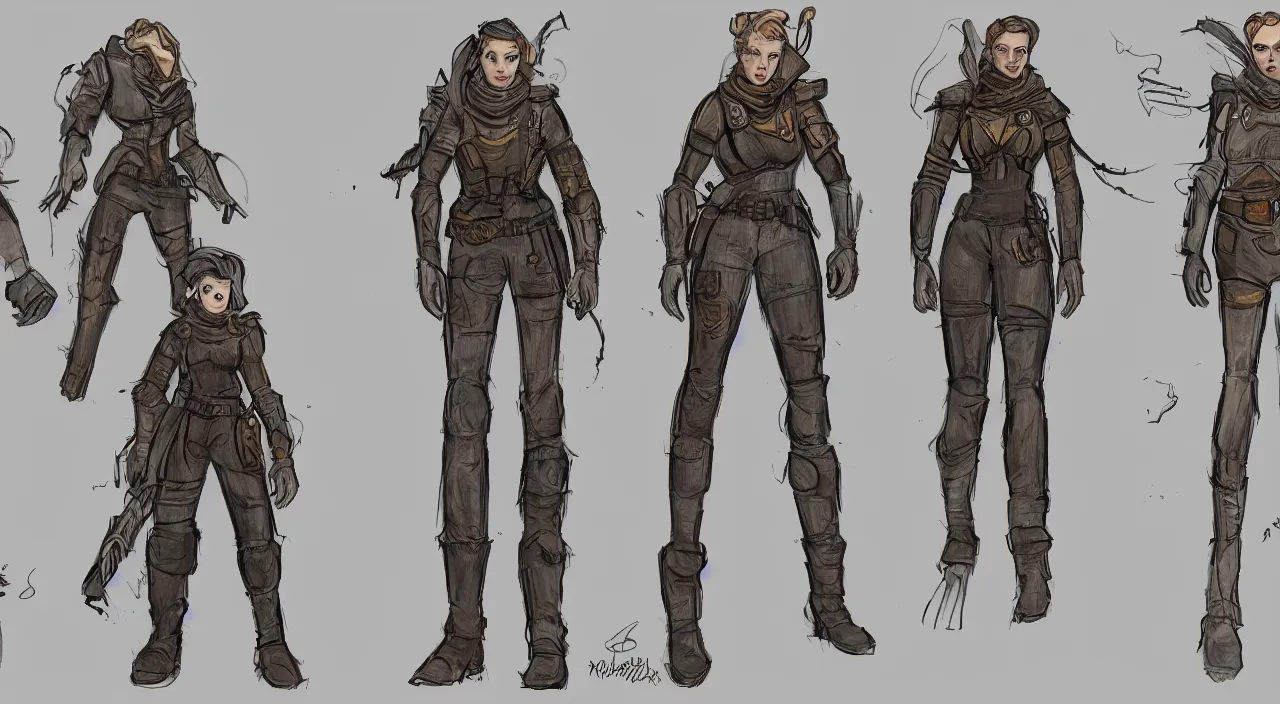 Prompt: concept art Fallout 5, outfit design