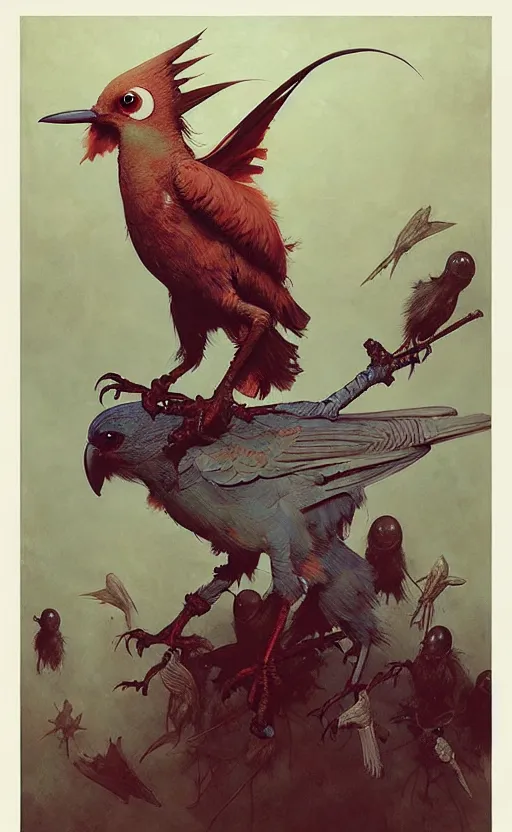 Image similar to anthro bird creature painting by chiara bautista, beksinski and norman rockwell and greg rutkowski weta studio, and lucasfilm