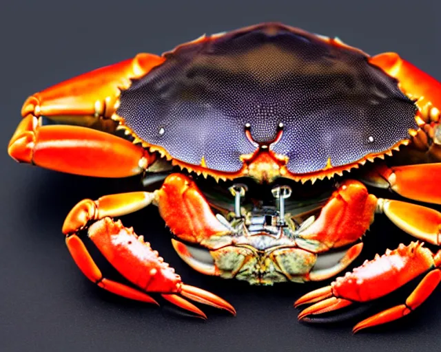 Prompt: A crab sitting in front of a computer, code on the screen