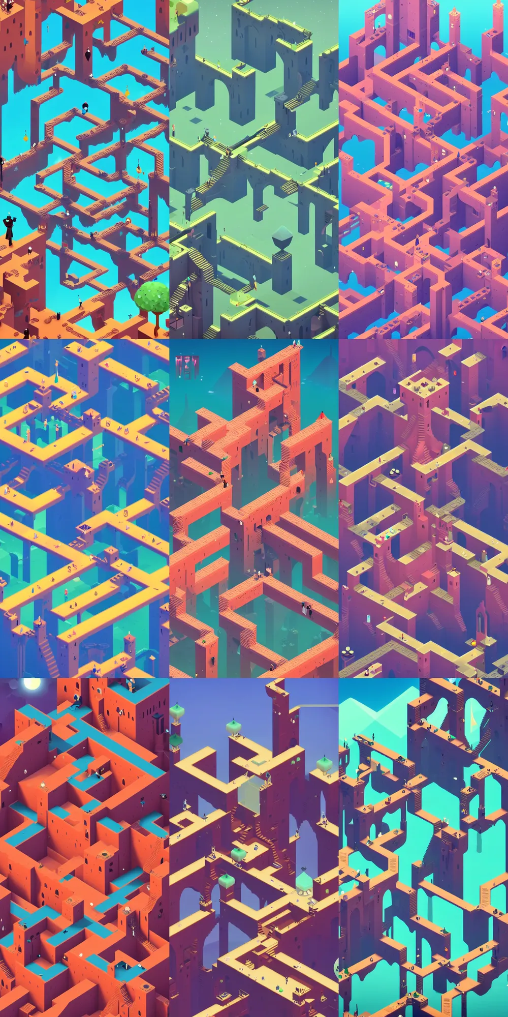 Prompt: a level of monument valley the game