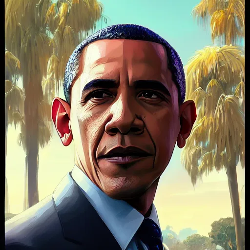 Prompt: highly detailed portrait, obama, in gta v, stephen bliss, unreal engine, fantasy art by greg rutkowski, loish, rhads, ferdinand knab, makoto shinkai and lois van baarle, ilya kuvshinov, rossdraws, tom bagshaw, global illumination, radiant light, detailed and intricate environment