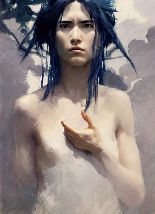 Prompt: portrait of Princess Mononoke, countryside near forest, calm, fantasy character portrait, dynamic pose, above view, sunny day, thunder clouds in the sky, artwork by Jeremy Lipkin and Giuseppe Dangelico Pino and Michael Garmash and Rob Rey, very coherent asymmetrical artwork, sharp edges, perfect face, simple form, 100mm