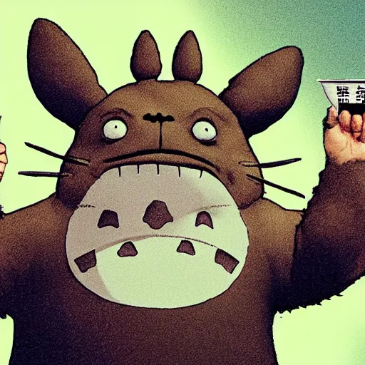 Image similar to photo of alex jones as totoro, sweaty, star wars film look