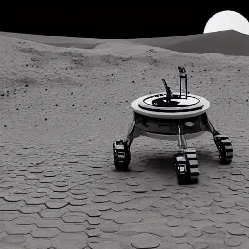 Image similar to robotic vehicle with honeycomb pattern, lunar landscape, concept art