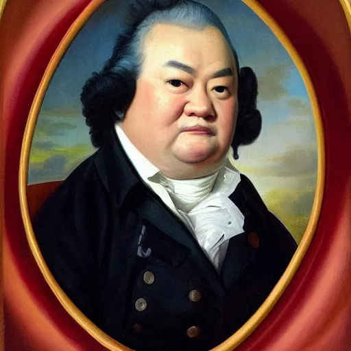 Prompt: Presidential portrait of Chris Chan, oil on canvas, painted by Joseph Siffred Duplessis in 1785, 4k, trending on ArtStation