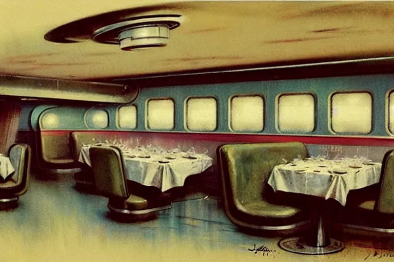 Image similar to ( ( ( ( ( 1 9 5 0 s retro science fiction diner interior. muted colors. ) ) ) ) ) by jean - baptiste monge!!!!!!!!!!!!!!!!!!!!!!!!!!!!!!