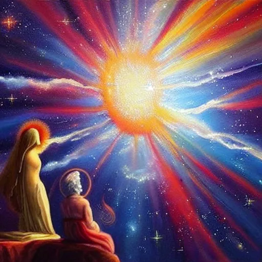 Prompt: beautiful painting of God creating the universe