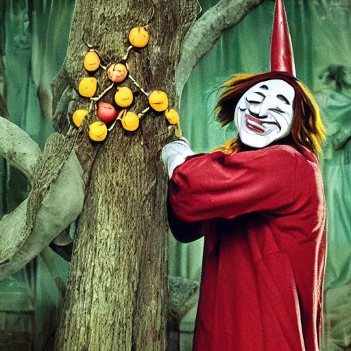 Image similar to fool, jester, tree, film, movie