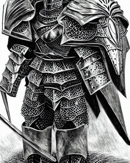 Prompt: wolf themed armored knight by kentaro miura