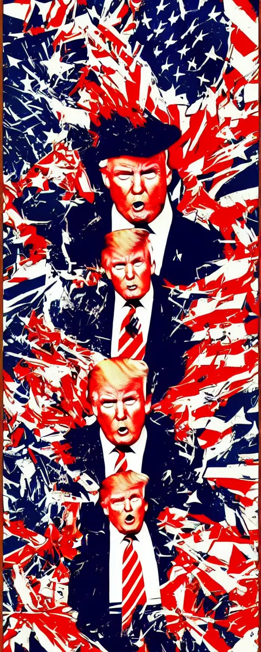 Image similar to donald trump trumpwave apotheosis poster, patriotic, nationalist, stoic, heroic, in the style of propaganda art