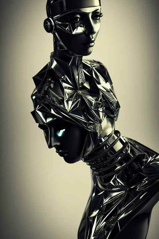 Image similar to beautifull cyberpunk woman model, wearing organic ceramic fractal armor, luxury materials, symmetrical, cinematic, elegant, professional studio light, real dlsr photography, sharp focus, 4 k, ultra hd, sense of awe, high fashion