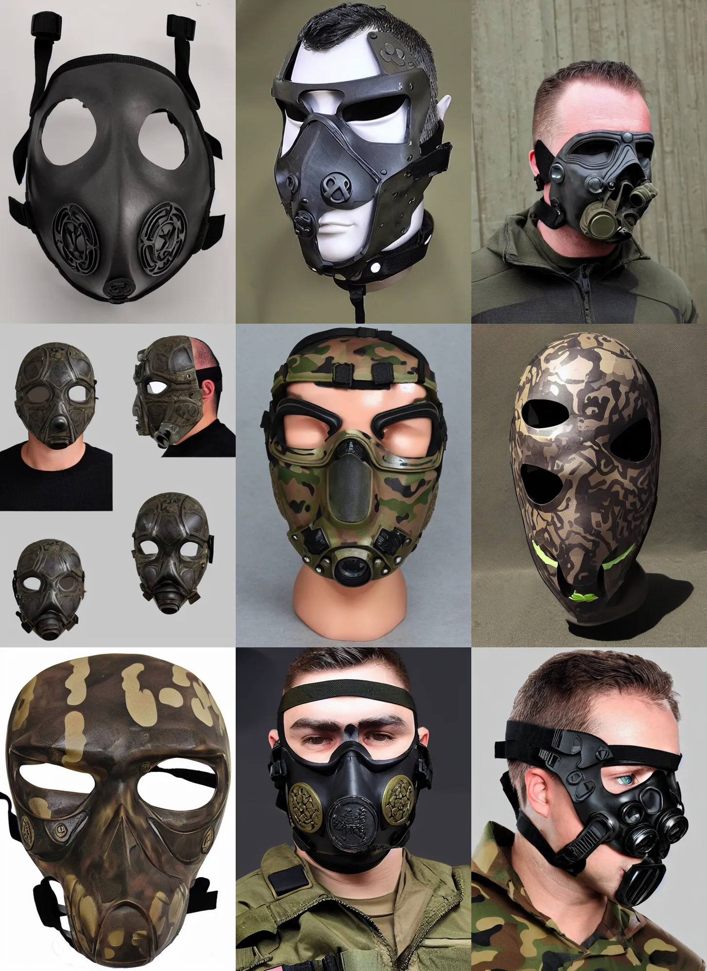 Prompt: spec ops mask with round skull pattern on forehead, military special forces, lightweight