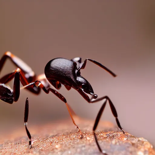 Image similar to a nature photo. of a dancing ant, closeup, depth of field, 5 0 mm