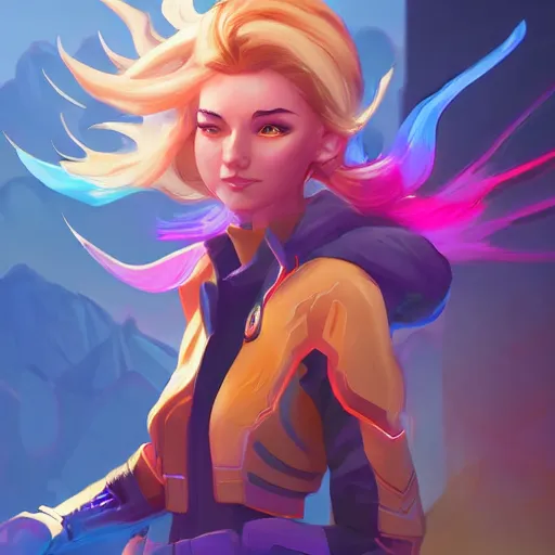 Prompt: mercy overwatch hero champions magic digital painting bioluminance alena aenami artworks in 4 k design by lois van baarle by sung choi by john kirby artgerm style pascal blanche and magali villeneuve healer