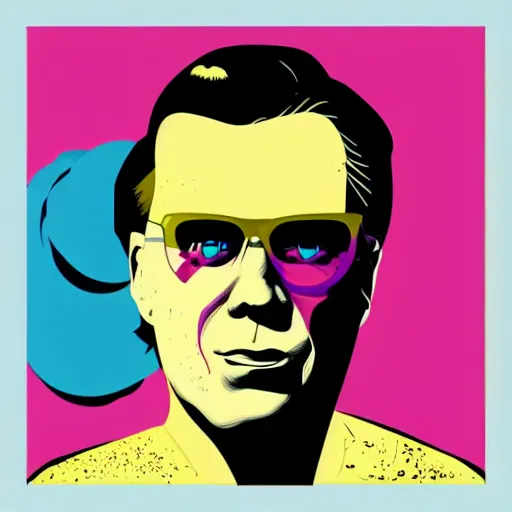 Image similar to individual francois legault portrait retro futurist illustration art by butcher billy, sticker, colorful, illustration, highly detailed, simple, smooth and clean vector curves, no jagged lines, vector art, smooth andy warhol style