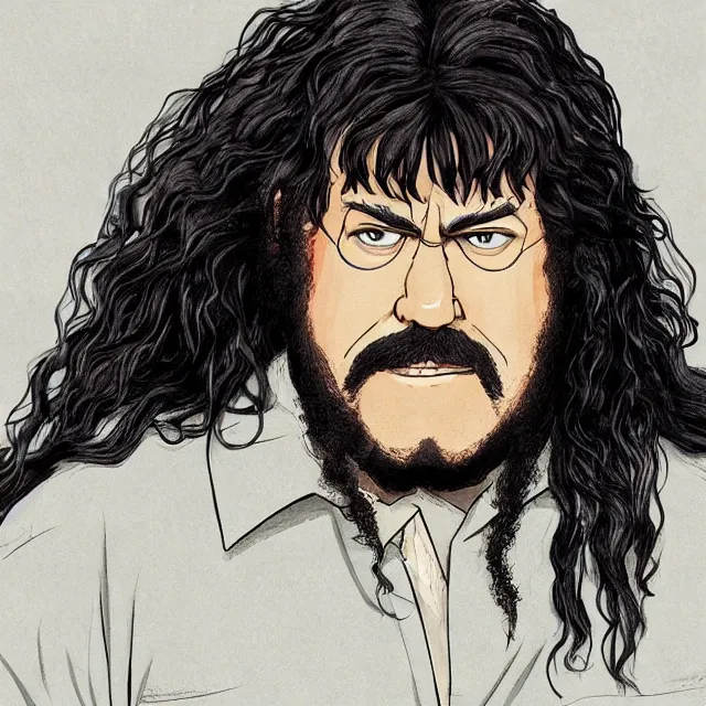 Prompt: hagrid ( harry potter ) as seen in initial d anime, anime, artstation, style of shuichi shigeno
