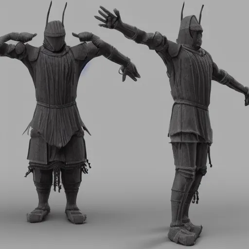 Prompt: 3d scan t-pose stock rigged model blender maya viking cyber ninja