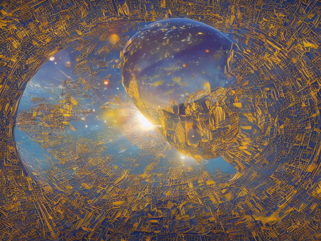Image similar to 3 d render, sunlight study, the universe is a spheroid region 7 0 5 meters in diameter, art nouveau, by simon pietersz verelst and ( ( ( ( ( lisa frank ) ) ) ) ), 8 k, sharp focus, octane render