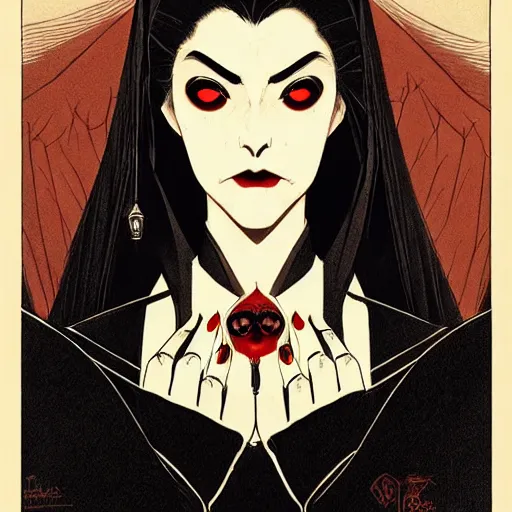 Image similar to beautiful vampire queen, symmetrical face, evil, portrait, cinematic, dramatic, powerful, super detailed and intricate, by koson ohara, by darwyn cooke, by greg rutkowski, by satoshi kon