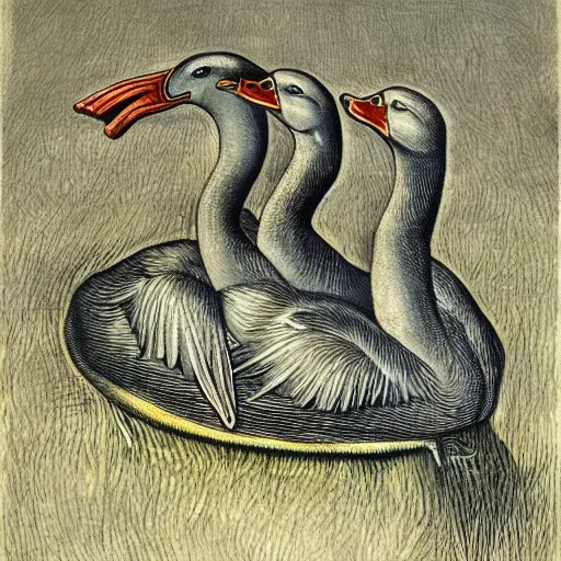 Image similar to ducks by hr giger