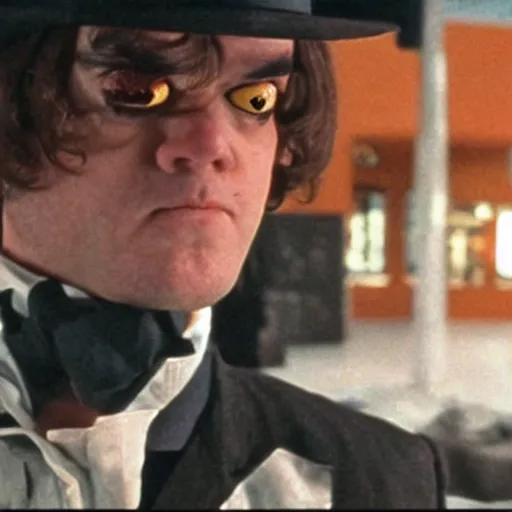 Image similar to a still of from the movie a clockwork orange crossover with the movie groundhog day