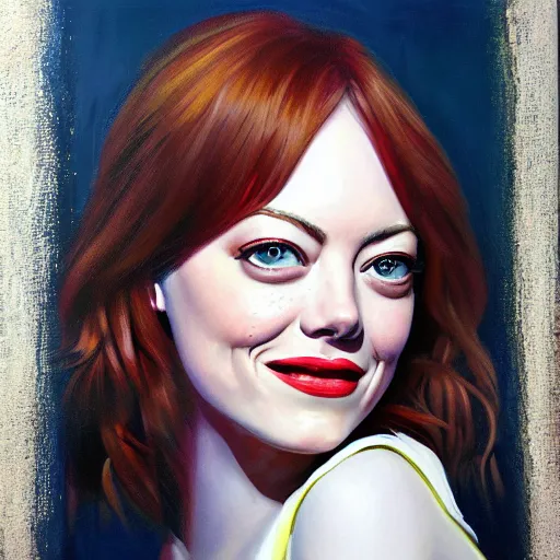 Image similar to oil painting of emma stone by james jean