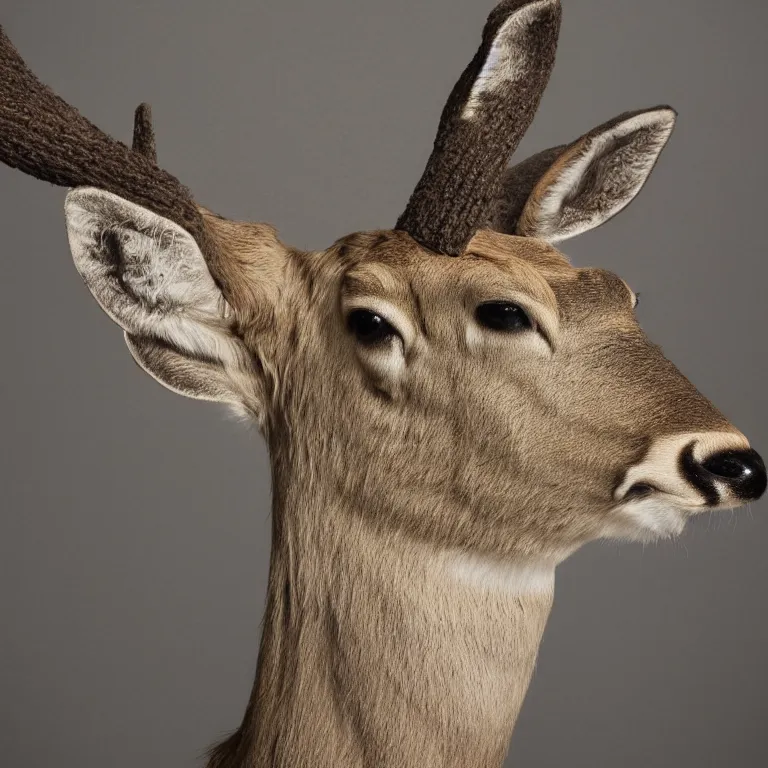 Image similar to deer headed human, mugshot