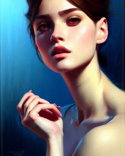 Prompt: stylized portrait of an artistic pose, composition, young fancy lady, realistic shaded, fine details, realistic shaded lighting poster by aykutmakut, yilya kuvshinov, magali villeneuve, artgerm, jeremy lipkin and michael garmash and rob rey