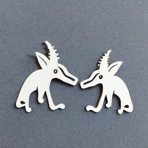 Image similar to 2d lasercut triceatops earrings, popular on artstation, popular on deviantart, popular on pinterest