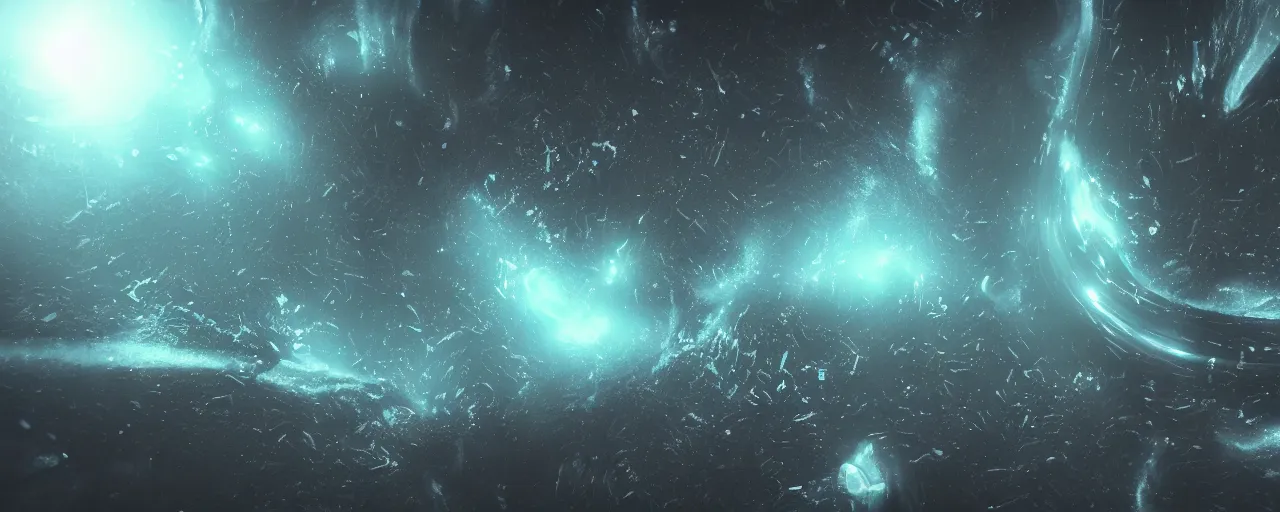 Image similar to a dark epic swirling galaxy, space scene, dark scifi, unreal engine, octane render, volumetric lighting