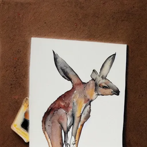 Image similar to kangaroo, watercolor, watercolor art, kangaroo, simple, white background