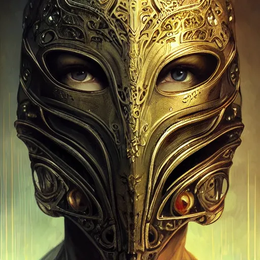 Prompt: Very very very very highly detailed epic photo of face with venetian mask, intricate, dystopian, sci-fi, extremely detailed, digital painting, artstation, concept art, smooth, sharp focus, illustration, intimidating lighting, incredible art by Anton Pieck, Artgerm and Vincent di Fate